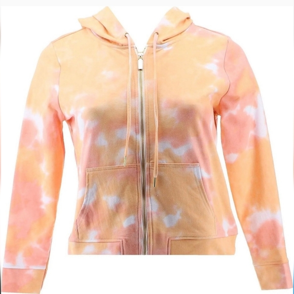 Skinnygirl Tops - Skinnygirl Andrea French Terry Zip-Front Hoodie Jacket Tie Dye NEW Sz L